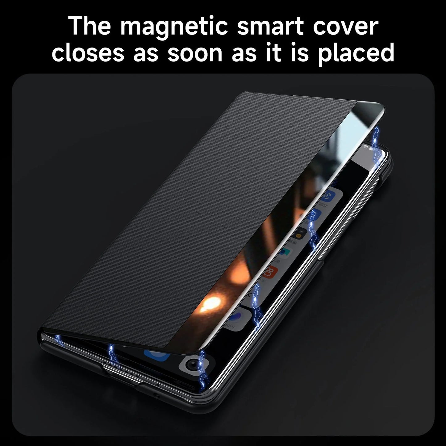 Luxurious Leather Cover With Magnetic Coil & Card Holder For Galaxy Z Fold Series