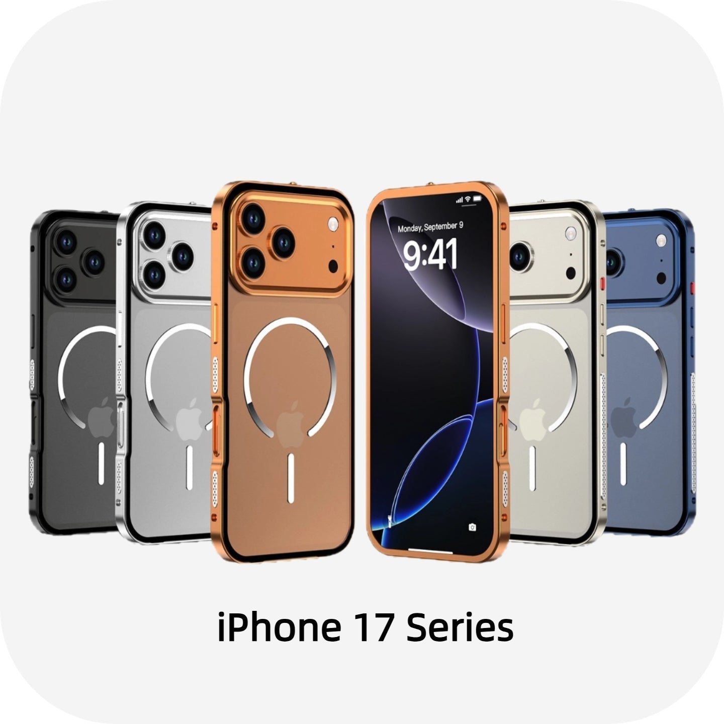 iPhone 17 Series Metal Frame Frosted Magnetic Phone Case