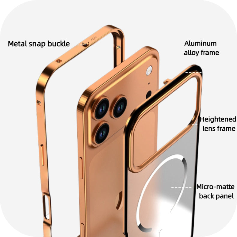iPhone 17 Series Metal Frame Frosted Magnetic Phone Case