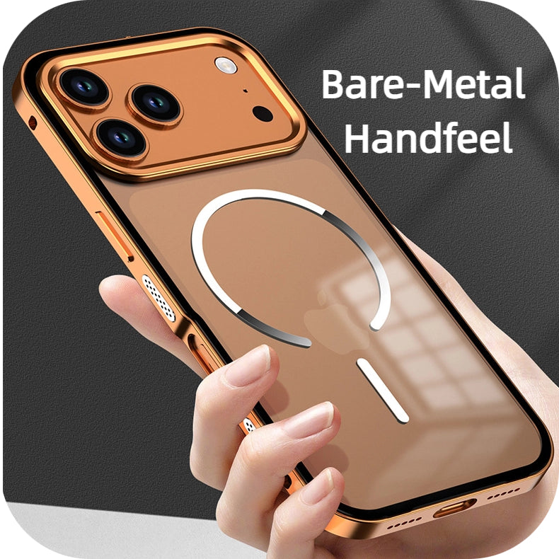 iPhone 17 Series Metal Frame Frosted Magnetic Phone Case