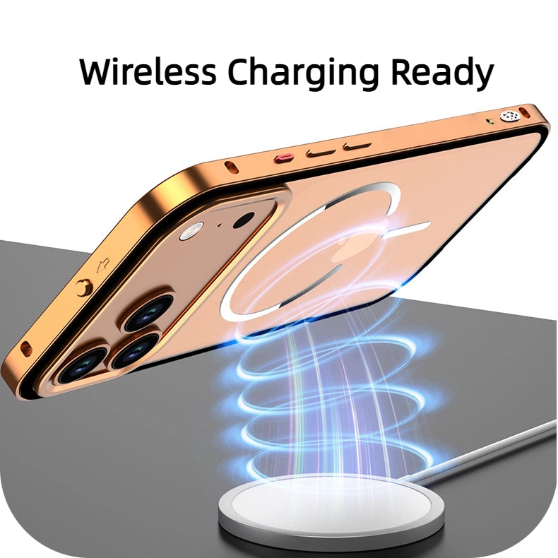 iPhone 17 Series Metal Frame Frosted Magnetic Phone Case