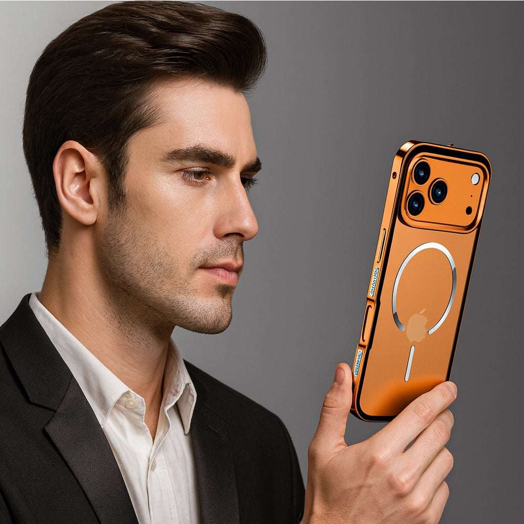 iPhone 17 Series Metal Frame Frosted Magnetic Phone Case