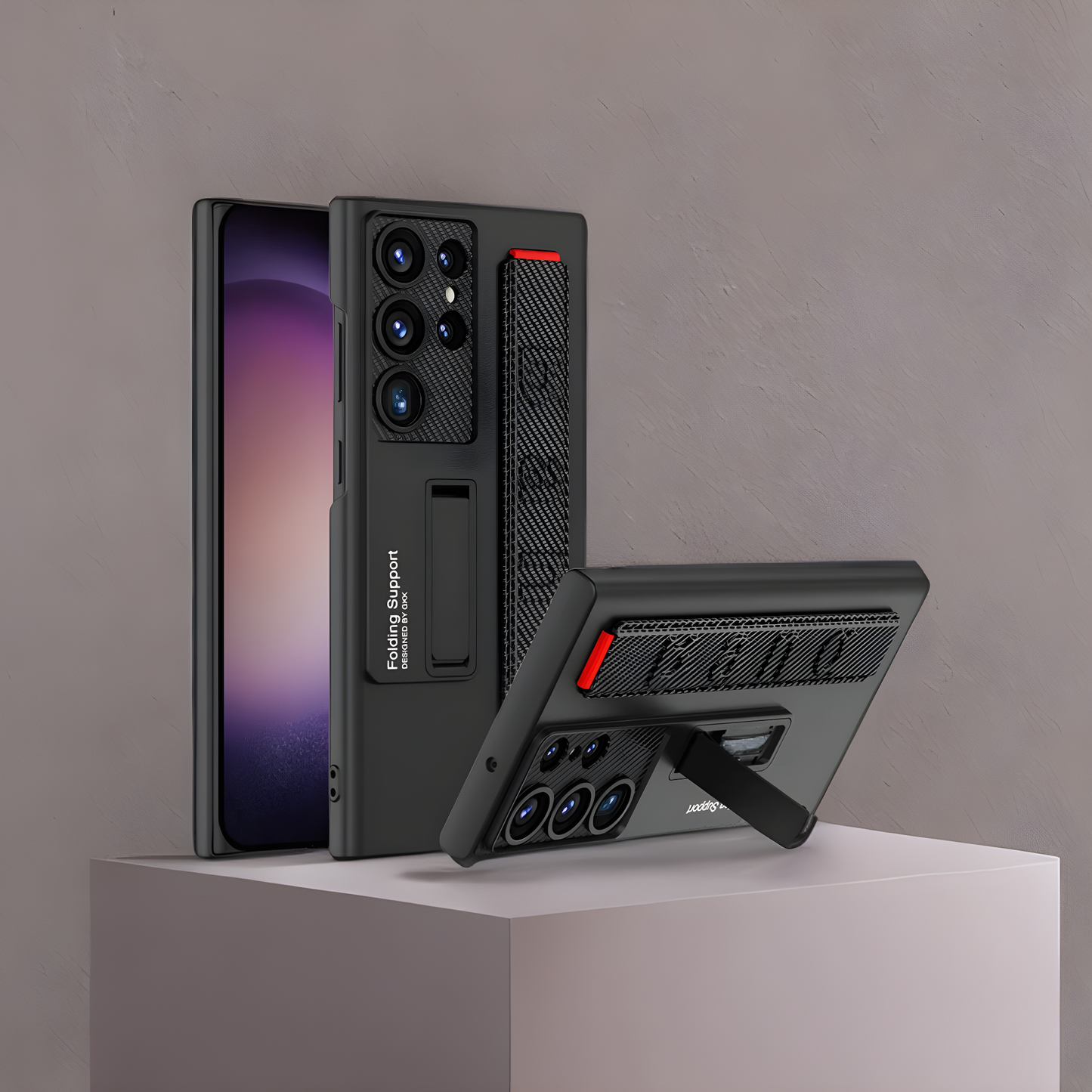 SAMSUNG GALAXY S22 ULTRA WRISTBAND SHOCKPROOF PHONE CASE WITH HOLDER