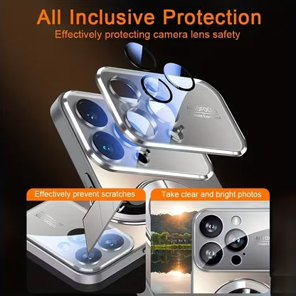 Luxury Glass Window Magnetic Wireless Charging Phone Case 16-17 Series