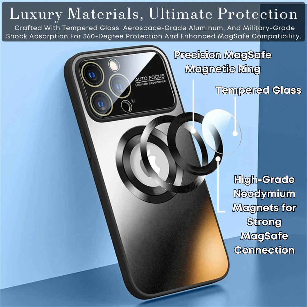Luxury Glass Window Magnetic Wireless Charging Phone Case 16-17 Series