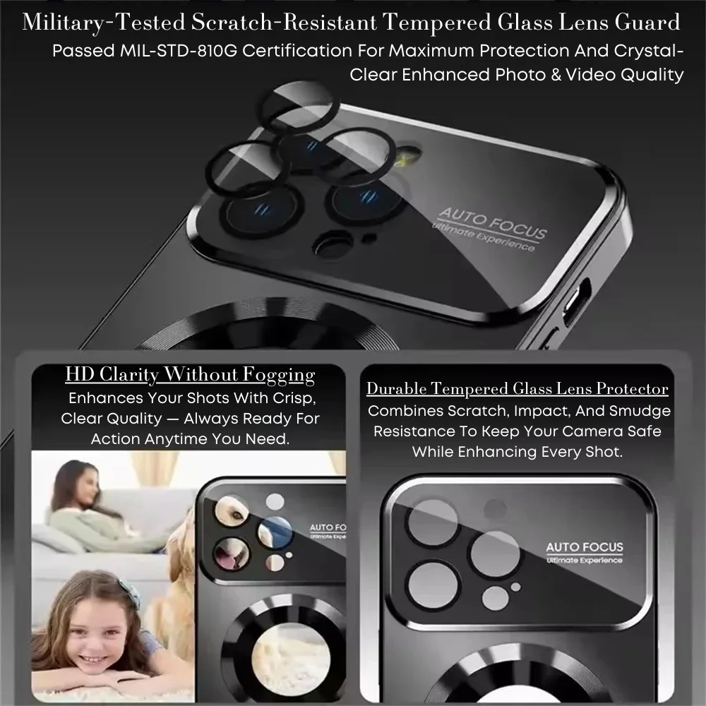 Luxury Glass Window Magnetic Wireless Charging Phone Case 16-17 Series