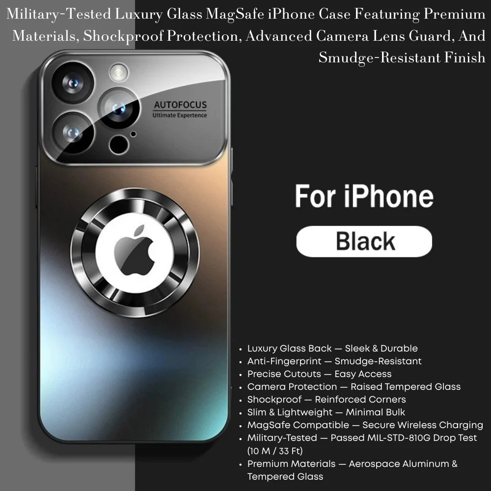 Luxury Glass Window Magnetic Wireless Charging Phone Case 16-17 Series