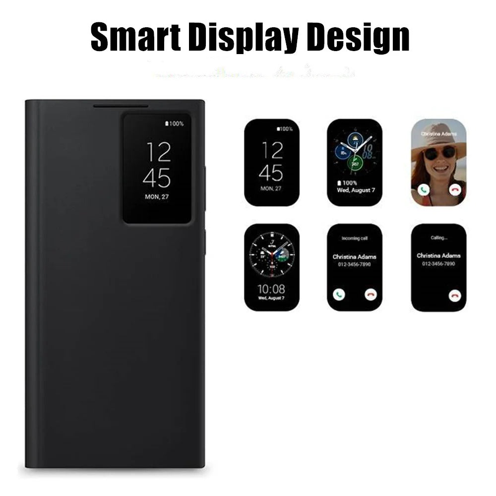 Smart Windows Wireless Charging Flip Case for Samsung ultra Series