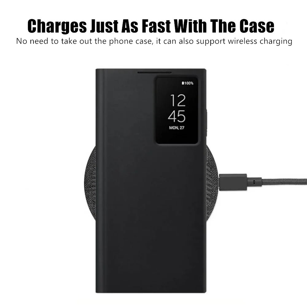 Smart Windows Wireless Charging Flip Case for Samsung ultra Series