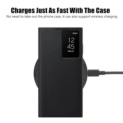 Smart Windows Wireless Charging Flip Case for Samsung ultra Series