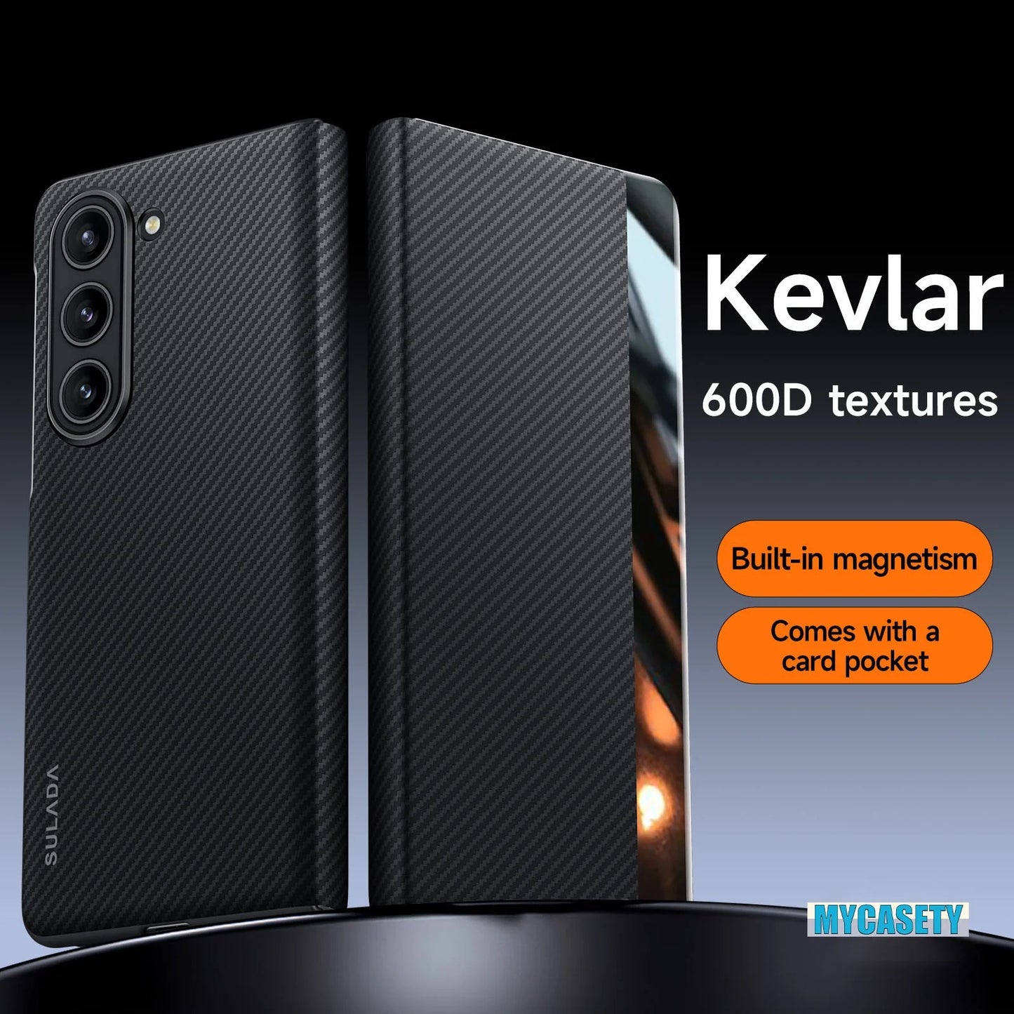 Luxurious Leather Cover With Magnetic Coil & Card Holder For Galaxy Z Fold Series