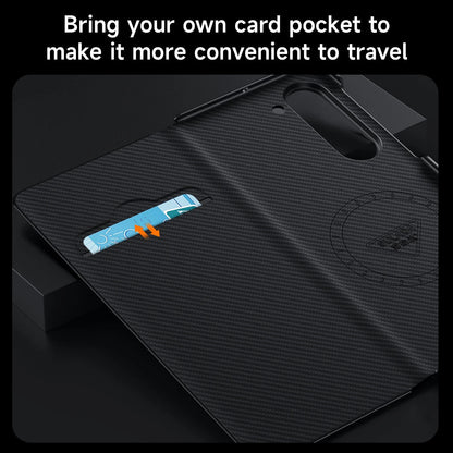 Luxurious Leather Cover With Magnetic Coil & Card Holder For Galaxy Z Fold Series